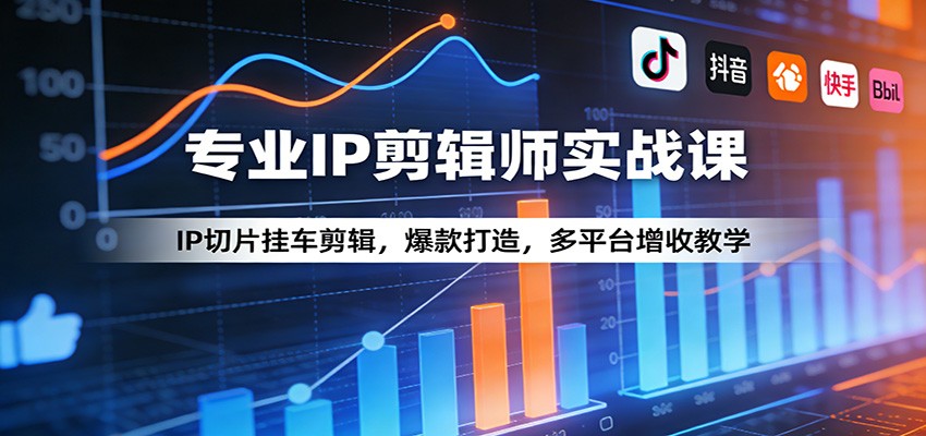 专业IP剪辑师实战课：IP切片挂车剪辑，爆款打造，多平台增收教学-资源宝库