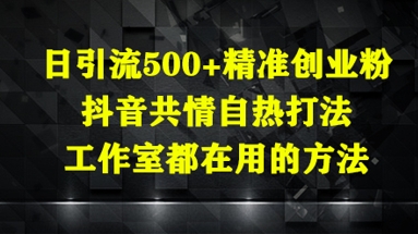 日引流500+精准创业粉，抖音共情自热打法，工作室都在用的方法-资源宝库