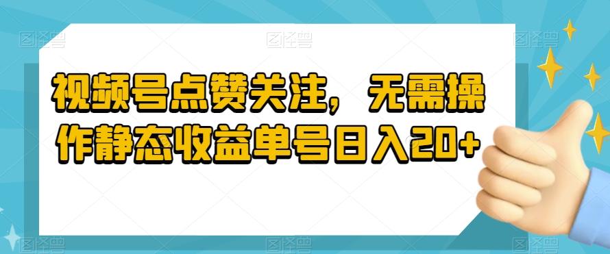 视频号点赞关注，无需操作静态收益单号日入20+-资源宝库