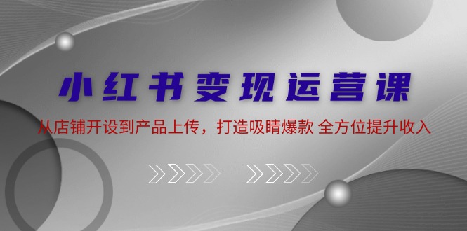 小红书变现运营课：从店铺开设到产品上传，打造吸睛爆款 全方位提升收入-资源宝库