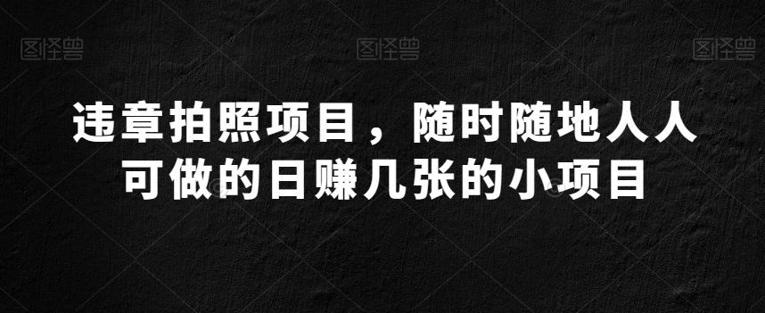 违章拍照项目,随时随地人人可做的日赚几张的小项目