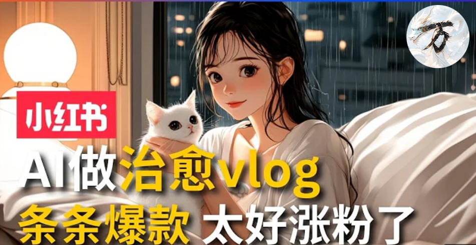 AI治愈系vlog动画视频，小红书1个月轻松涨粉破万，商单报价1500+日入2000+-资源宝库