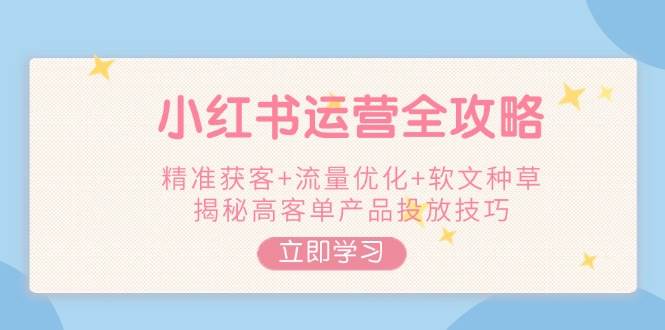 小红书运营全攻略，精准获客+流量优化+软文种草，揭秘高客单产品投放技巧-资源宝库