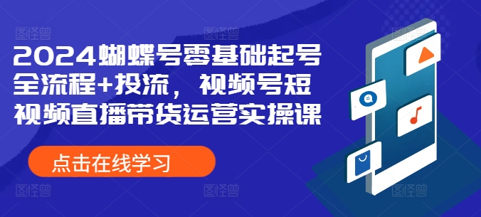 2024蝴蝶号零基础起号全流程+投流，视频号短视频直播带货运营实操课-资源宝库