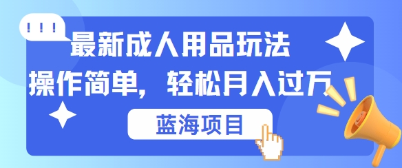 最新成人用品项目玩法，操作简单，动动手，轻松日入几张【揭秘】-资源宝库