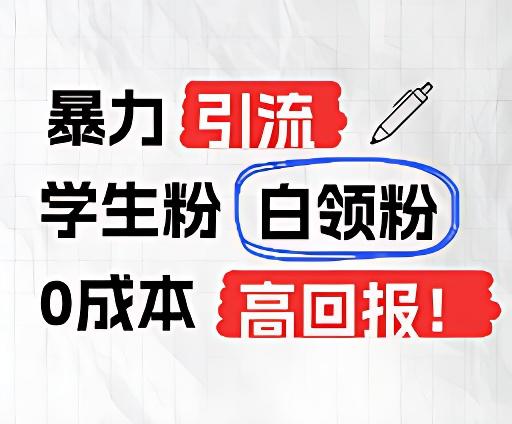 暴力引流学生粉白领粉，吊打以往垃圾玩法，0成本，高回报-资源宝库