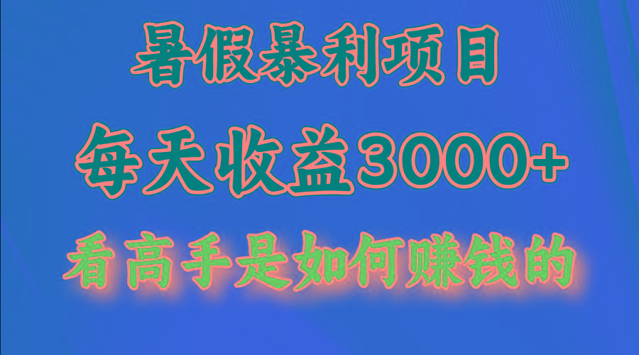 暑假暴利项目，每天收益3000+ 努努力能达到5000+，暑假大流量来了-资源宝库