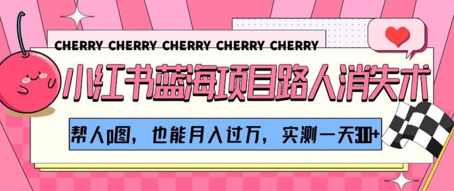 小红书蓝海项目路人消失术，帮人p图，也能月入过万，实测一天300+【揭秘】-资源宝库