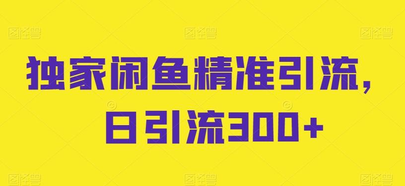 独家闲鱼精准引流，日引流300+【揭秘】-资源宝库