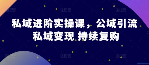私域进阶实操课,公域引流 私域变现 持续复购