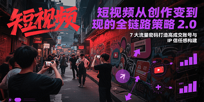 短视频从创作到变现的全链路策略2.0，7大流量密码构建IP信任感打造高成交账号-资源宝库