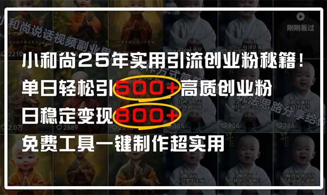 小和尚2025年实用引流秘籍！单日轻松引500+高质量创业粉，日变现800+，...-资源宝库