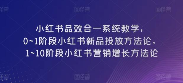 小红书品效合一系统教学，​0~1阶段小红书新品投放方法论，​1~10阶段小红书营销增长方法论-资源宝库