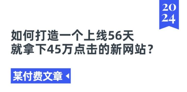 某付费文章《如何打造一个上线56天就拿下45万点击的新网站?》-资源宝库
