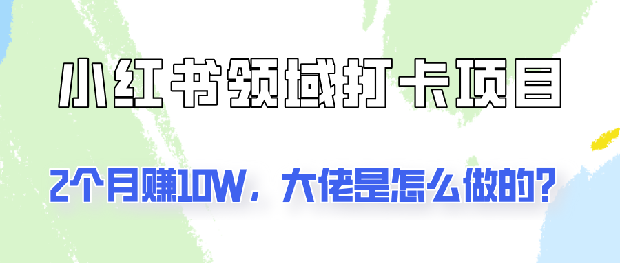 通过小红书领域打卡项目2个月赚10W,大佬是怎么做的?-资源宝库