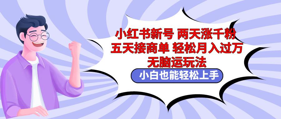 小红书新号两天涨千粉五天接商单轻松月入过万 无脑搬运玩法 小白也能轻…-资源宝库