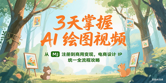 3天掌握AI绘图视频，从MJ 注册到商用变现，电商设计IP统一全流程攻略-资源宝库