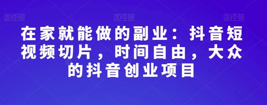 在家就能做的副业：抖音短视频切片，时间自由，大众的抖音创业项目-资源宝库