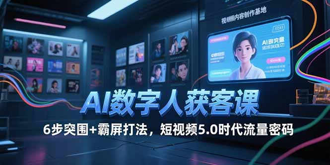 AI数字人获客课，6步突围+霸屏打法，短视频5.0时代流量密码-资源宝库