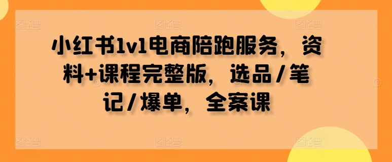 小红书1v1电商陪跑服务，资料+课程完整版，选品/笔记/爆单，全案课-资源宝库