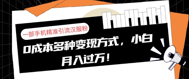 一部手机精准引流汉服粉，0成本多种变现方式，小白月入过万！-资源宝库