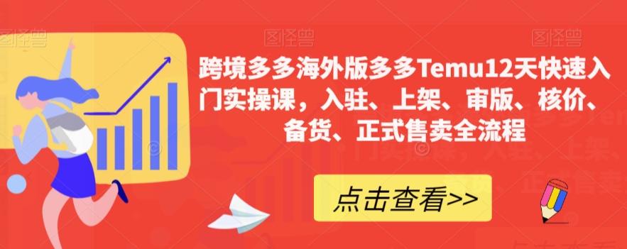 跨境多多海外版多多Temu12天快速入门实操课，入驻、上架、审版、核价、备货、正式售卖全流程-资源宝库