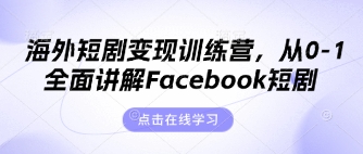 海外短剧变现训练营，从0-1全面讲解Facebook短剧-资源宝库