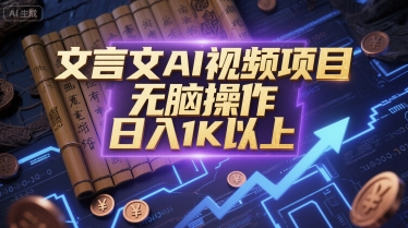 文言文AI视频项目,无脑操作,日入1K以上