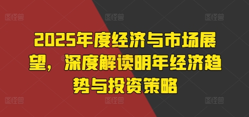 2025年度经济与市场展望,深度解读明年经济趋势与投资策略