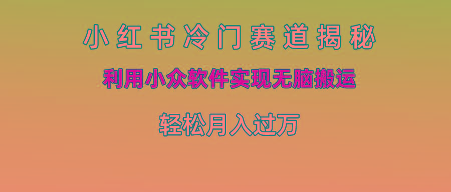 小红书冷门赛道揭秘,利用小众软件实现无脑搬运，轻松月入过万-资源宝库