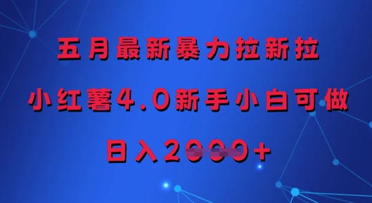 五月最新暴力拉新拉，小红薯4.0新手小白可做，日入多张-资源宝库