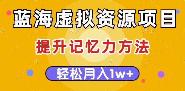 蓝海虚拟资源项目，提升记忆力方法，多种变现方式，轻松月入1w+【揭秘】-资源宝库