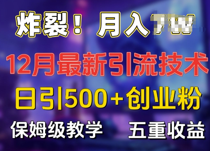 炸裂!揭秘12月最新日引流500+精准创业粉，多重收益保姆级教学-资源宝库