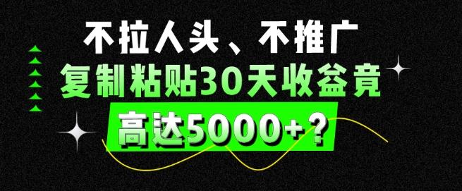 不拉人头、不推广，复制粘贴30天收益竟高达5000+？-资源宝库