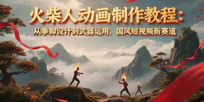 图片[1]-火柴人动画制作教程：从拳脚设计到武器运用，国风短视频新赛道-资源宝库