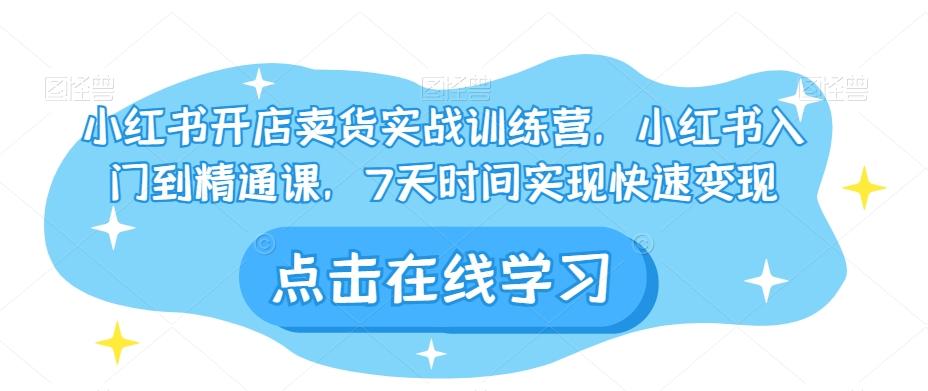 小红书开店卖货实战训练营,小红书入门到精通课,7天时间实现快速变现