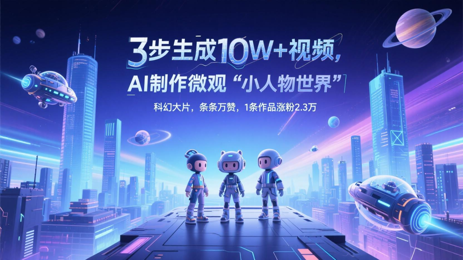 三步生成10W+视频，AI制作微观“小人物世界”科幻大片，条条万赞，1条作品涨粉2.3万-资源宝库