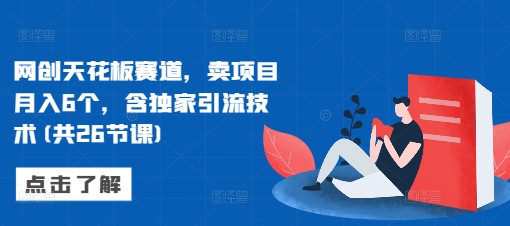 网创天花板赛道，卖项目月入6个，含独家引流技术(共26节课)-资源宝库
