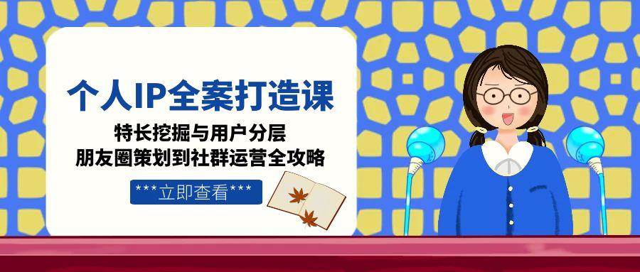 个人IP全案打造课，特长挖掘与用户分层，朋友圈策划到社群运营全攻略-资源宝库