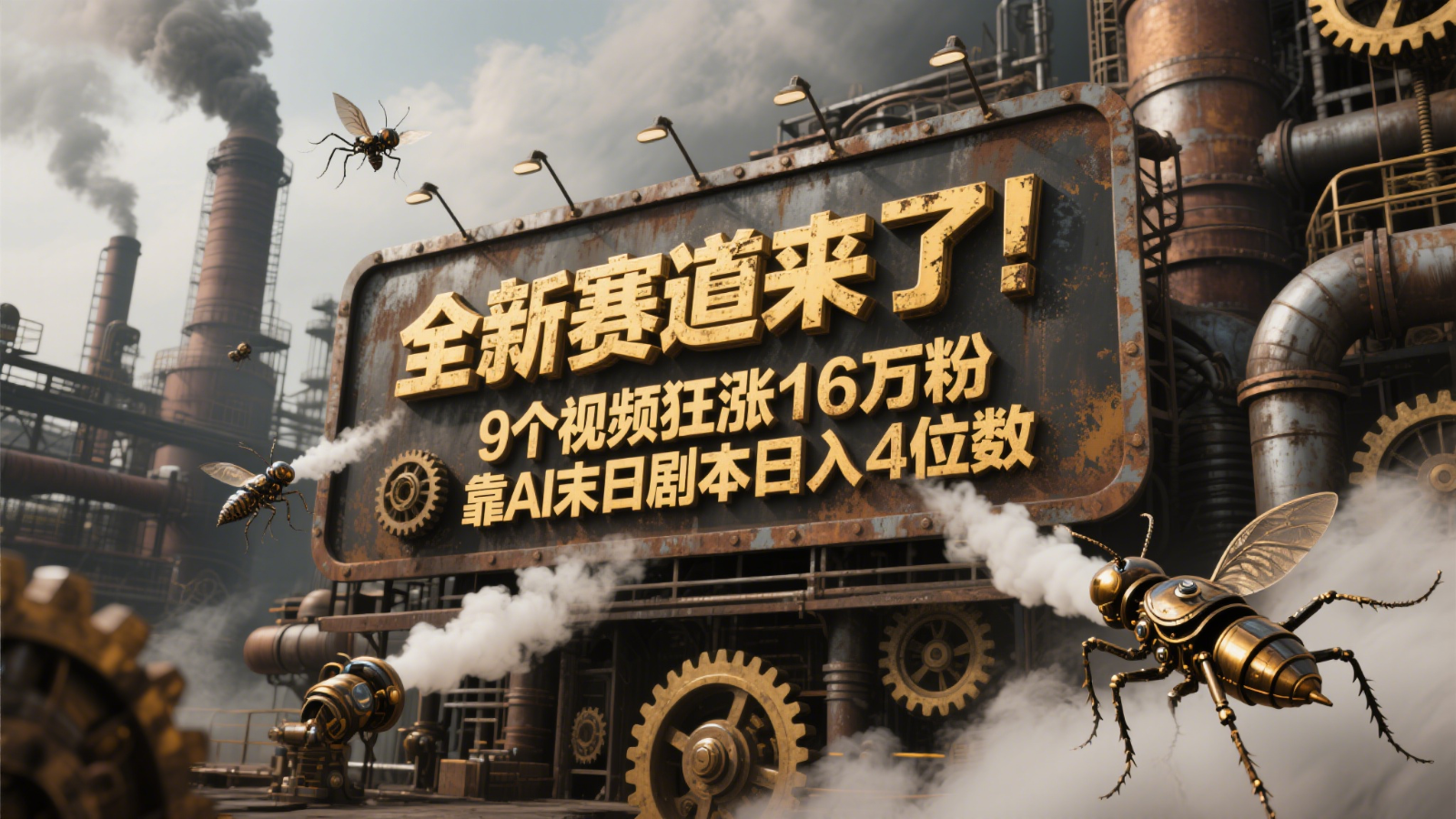 全新赛道来了！9个视频狂涨16万粉，靠AI末日剧本日入4位数，评论区爆肝追更！-资源宝库