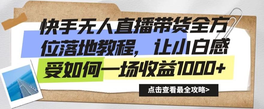 快手无人直播带货全方位落地教程，让小白感受如何一场收益1000+【揭秘】-资源宝库