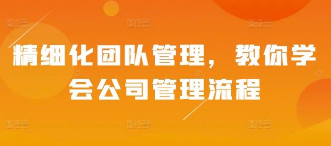 精细化团队管理，教你学会公司管理流程-资源宝库