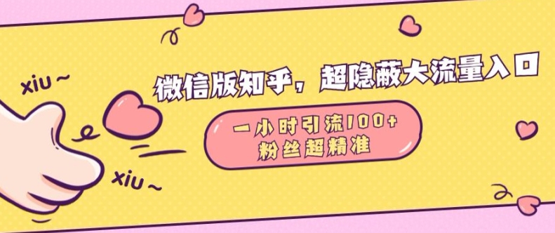 微信版知乎，超隐蔽流量入口1小时引流100人，粉丝质量超高【揭秘】-资源宝库