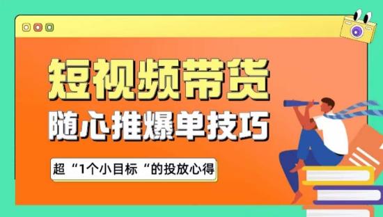 随心推爆单秘诀，短视频带货-超1个小目标的投放心得-资源宝库