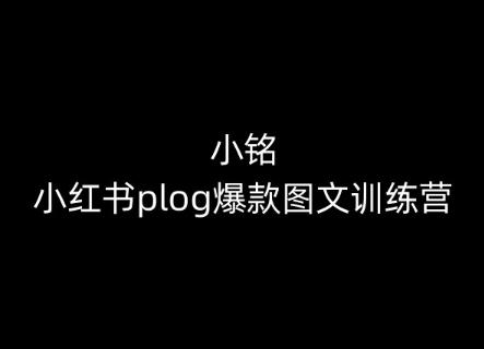 小铭-小红书plog爆款图文训练营，教你从0-1做小红书-资源宝库