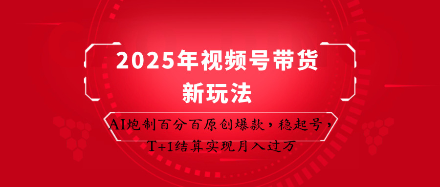 2025年视频号带货新玩法：AI炮制百分百原创爆款，稳起号，T+1结算实现月入过万-资源宝库