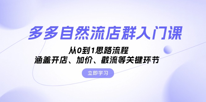 多多自然流店群入门课，从0到1思路流程，涵盖开店、加价、截流等关键环节-资源宝库