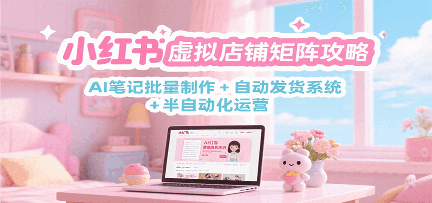 小红书虚拟店铺矩阵攻略：AI笔记批量制作 + 自动发货系统 + 半自动化运营-资源宝库