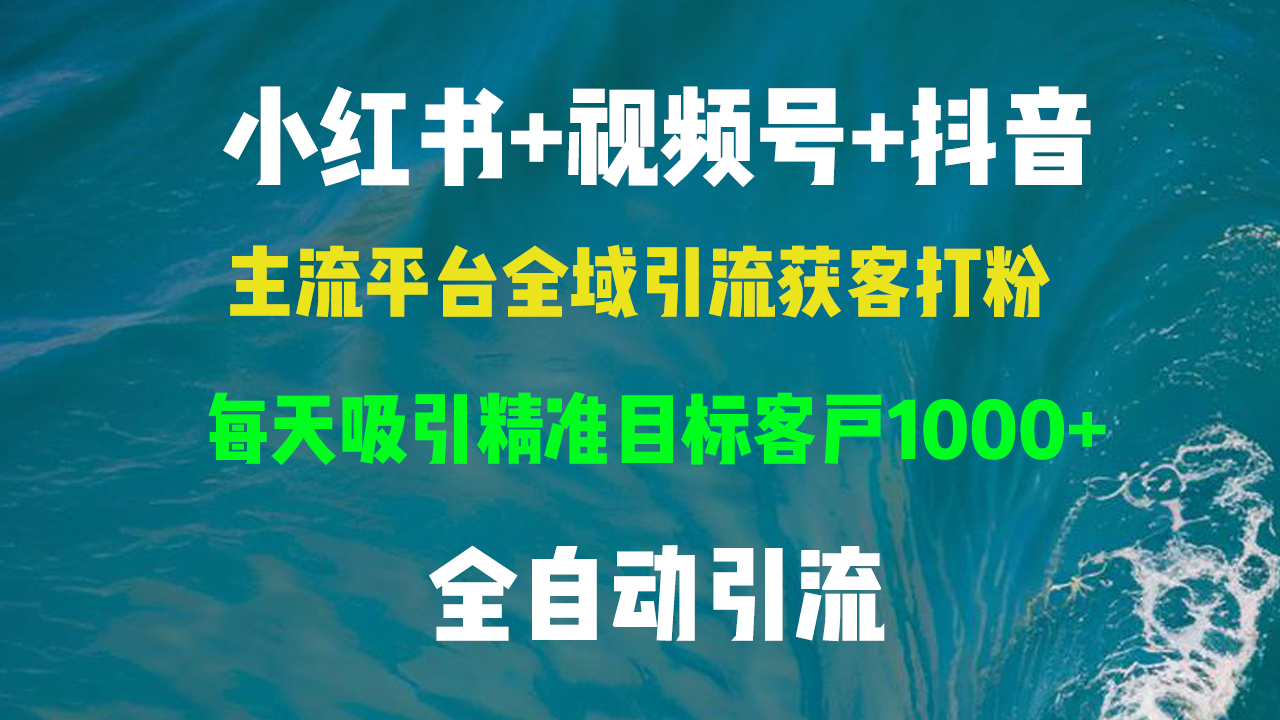 小红书，视频号，抖音主流平台全域引流获客打粉，每天吸引精准目标客户…-资源宝库