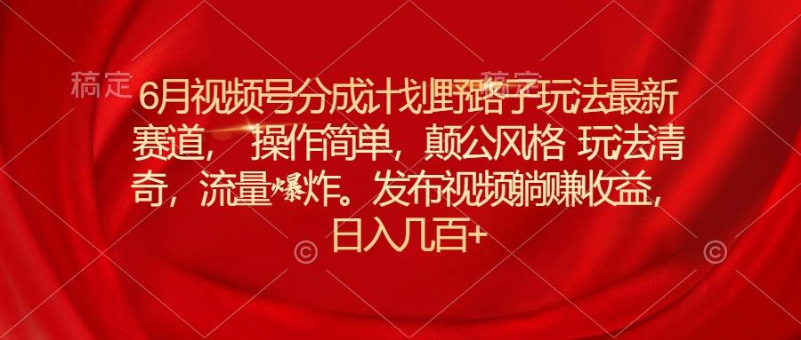 6月视频号分成计划野路子玩法最新赛道操作简单，颠公风格玩法清奇，流…-资源宝库